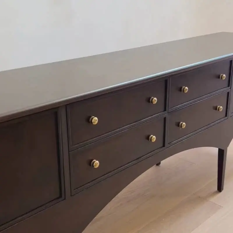 خزانة الشرفة الفرنسية، خزانة تلفزيون من الخشب الصلب، خزانة تخزين أرضية سوداء قديمة، درج، خزانة ديكور للحائط