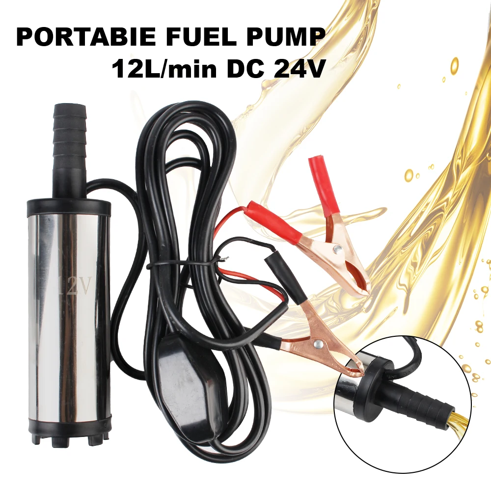 Fuel Transfer Car Electric DC Refueling Pump For Pumping Diesel Oil Water Submersible Aluminum Alloy Shell Portable 12L/min