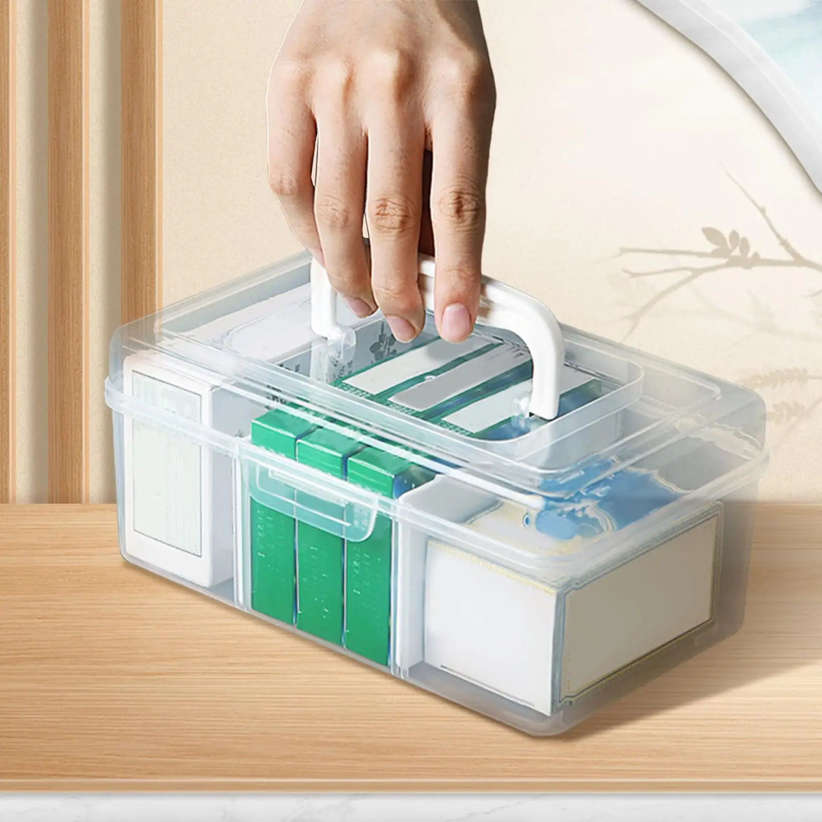 Medication Box Dustproof Medication Storage Organizer for Cam Desktop Travel Tall Small ze