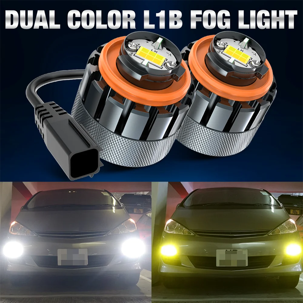 

L1B Led Fog Lights Dual Color 3000k 6000k Super Bright White Yellow 1:1 Halogen Auto Lamp Bulbs For Toyota Cross Corolla