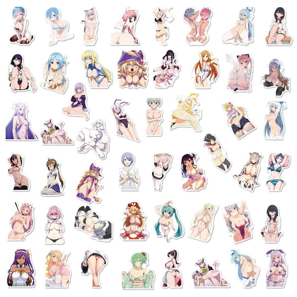 10/30/50/100pcs Adult Anime Hentai Sexy Waifu Girl Stickers Decals for Laptop Phone Luggage Cute Car Wall Sticker Girls Toys