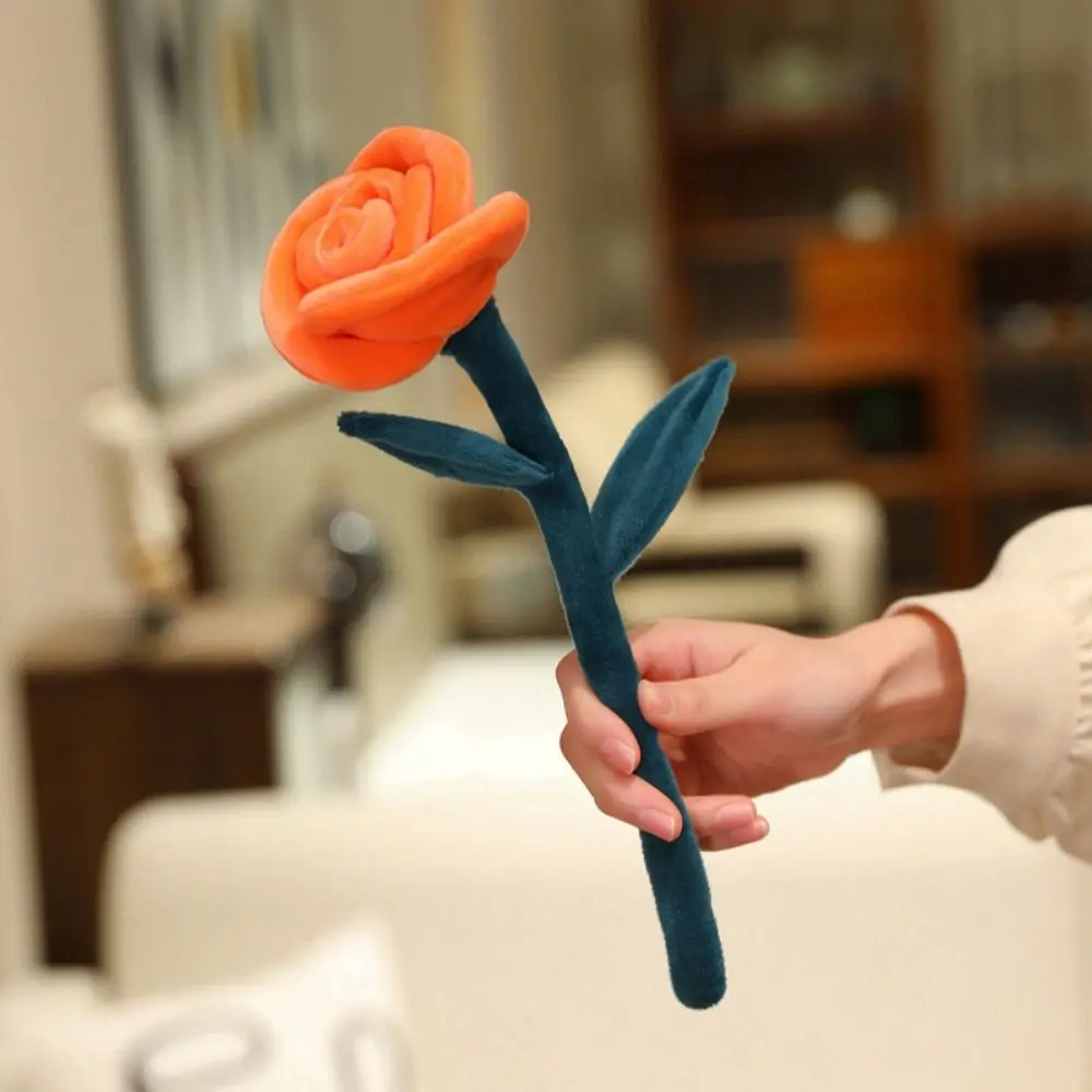 28cm Plush Rose Bouquet Doll Soft Stuffed 9 Colors Simulation Flowers Rose Plush Doll Lifelike Design Cartoon Plant