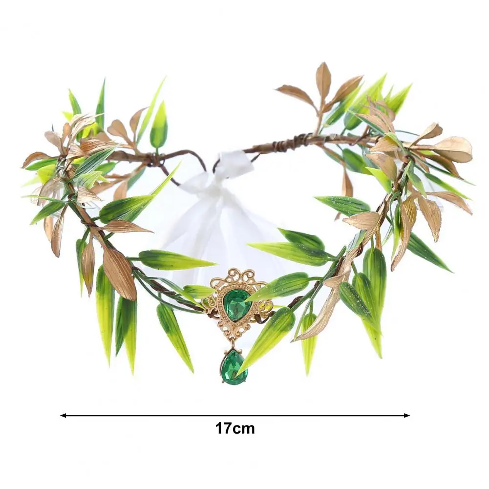 Pixie Headband Enchanting Fairy Queen Headbands Leaf Wreath Rhinestone Decor Flower Crown for Weddings Parties Cosplay