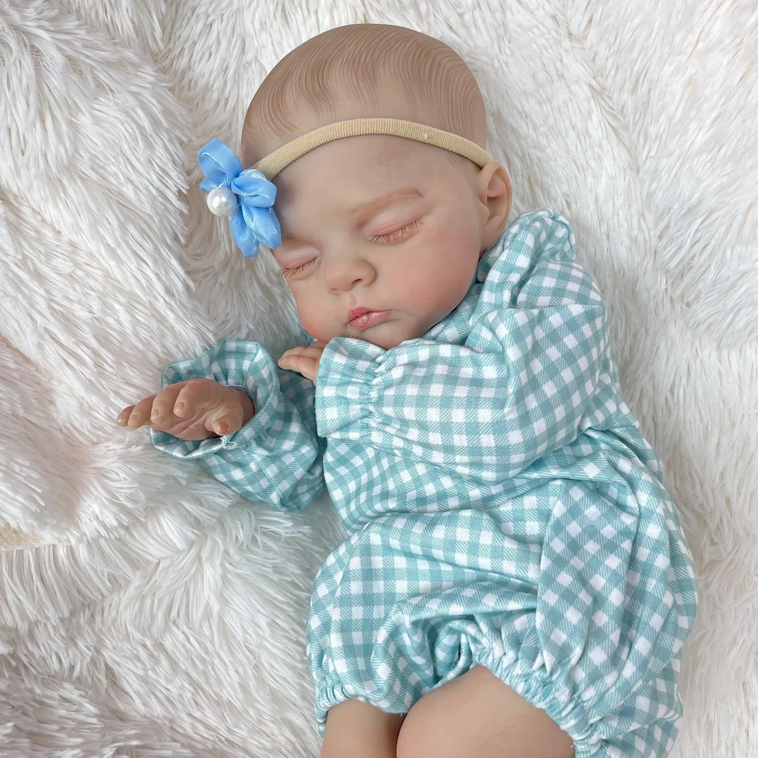 BZDOLL 19 Calowa 48 CM Śpiąca Lalka Reborn z Realistyczną Skórą 3D, Materiałowy Korpus, Realistyczna Modna Lalka, Prezent Urodzinowy