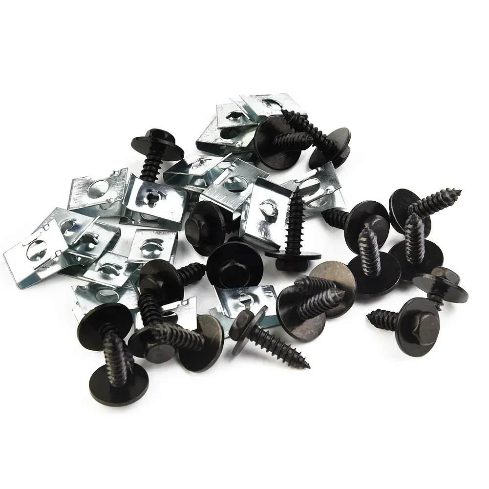 40Pcs/20Set Chassis Engine Guard Metal Nut Screw Washers U-shape Clip Car Fender Bumper Cross Head Screws For BMW 1/3/5/6/7/X/Z