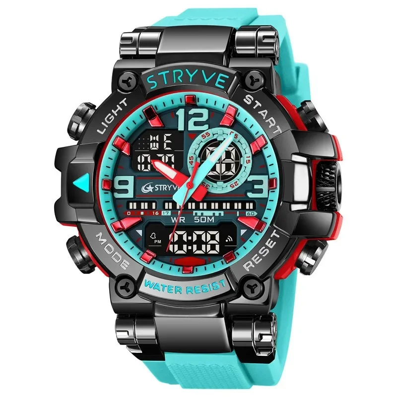 Men Electronic Watch Colorful Glow Student Digital Wristwatches 5bar Waterproof Multifunctional Sports Dazzling Cool Boys Clock