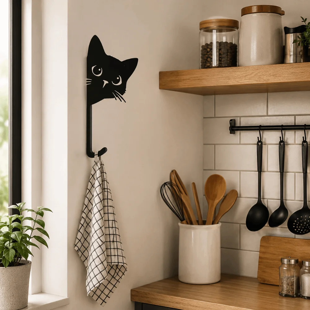 Funny Decorative Cat Hooks Cute 3D Printed Key Holder Home Decor Kitten Wall Hooks Home