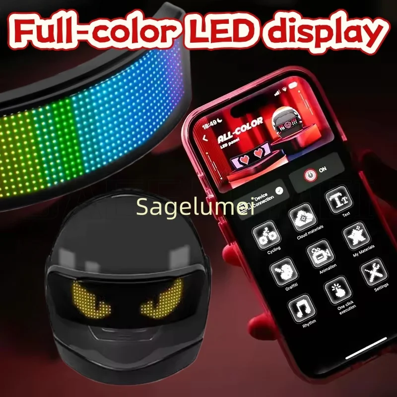 2026 LED Helmet Display Motorcycle Helmet Tail Light Helmet Warning Light Moto Accessories DIY Programmable Bike LED RGB Screen