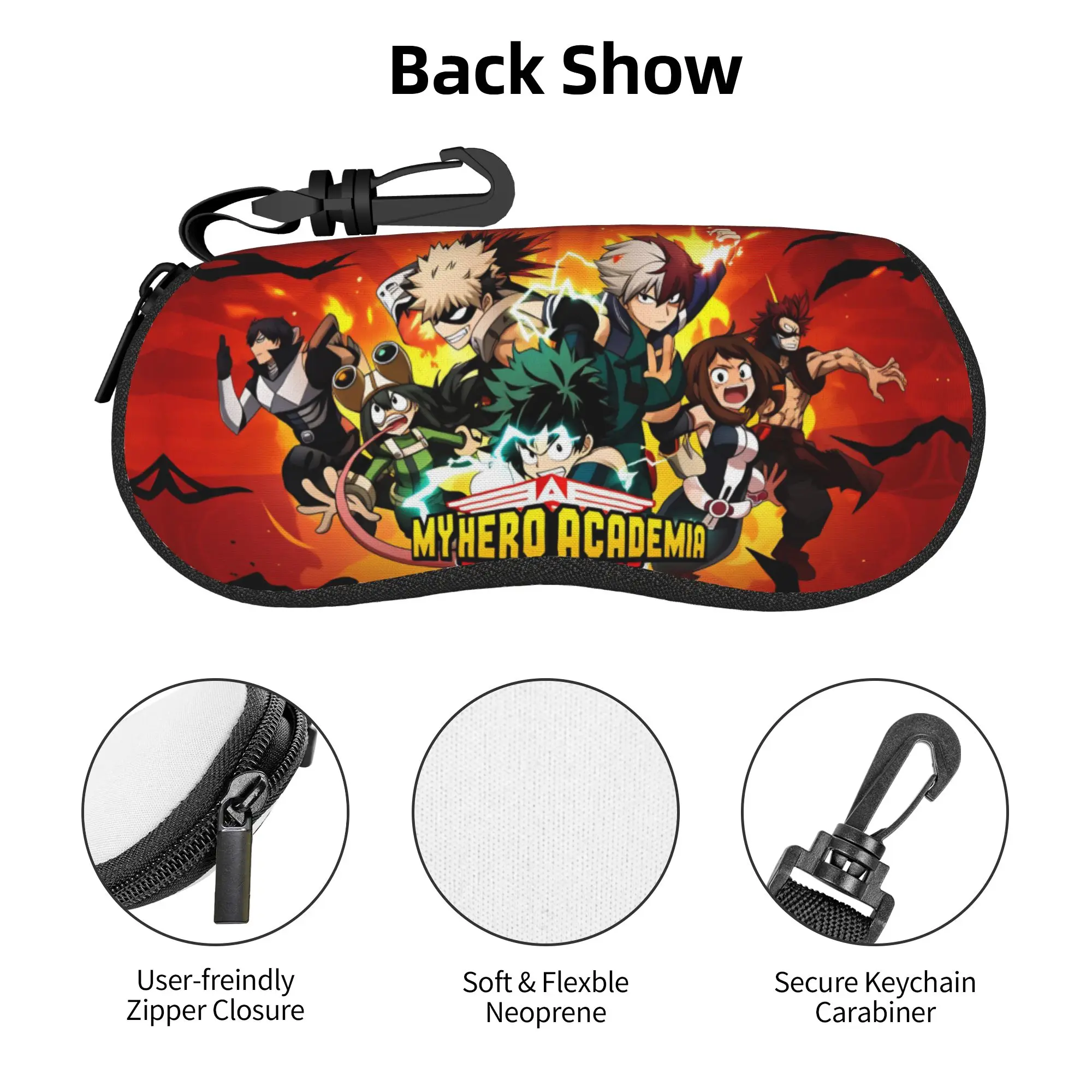 My Hero Academias Anime Japan Manga Estuche blando para gafas de sol, estuche protector de neopreno con cremallera para gafas