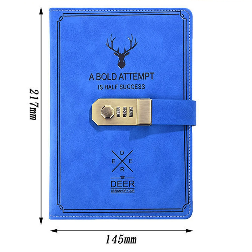 A5 360Pages Retro Password Book with Lock Diary Thickened Creative Hand Ledger Student Notepad Stationery Deer Head Notebook