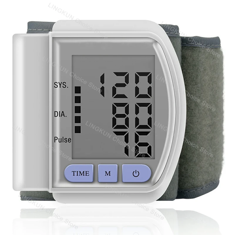 Monitor digital de pressão arterial de pulso, esfigmomanômetro médico para braço superior, tonômetro automático, tensiometro, medidor de pressão arterial