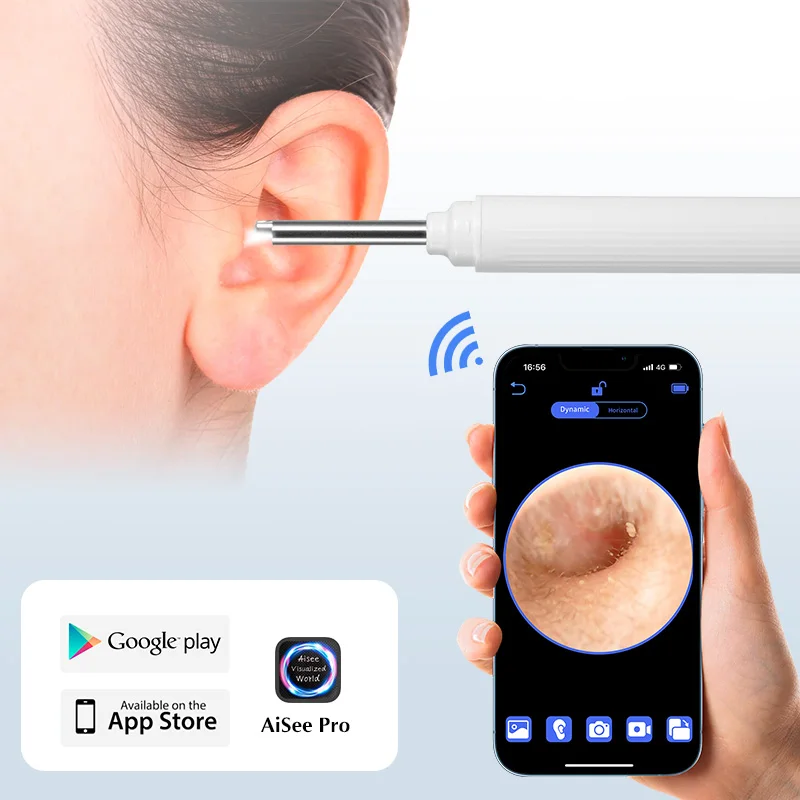 KERUI 5MP HD Penghilang Kotoran Telinga Otoskop WiFi Koneksi Langsung Alat Pembersih Telinga, Korek Telinga Tahan Air IP67 untuk Android dan IOS