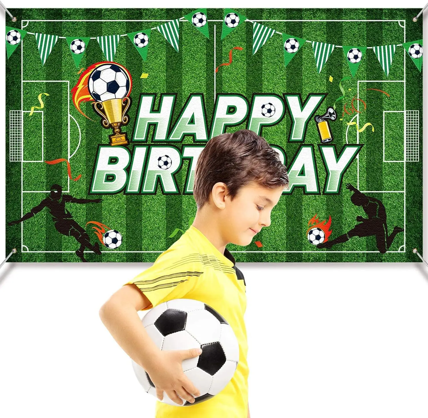 Piłka nożna Urodziny Tło Boisko do piłki nożnej Stadium Grassland Boy Young Party Cake Decor Banner Photo Photography Props Custom