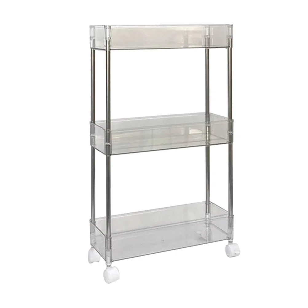 

3 -Tier Storage Cart Roller Corner Organizing Rack Sundries Trolley Floor-type Stand Kitchen Movable Three-layer