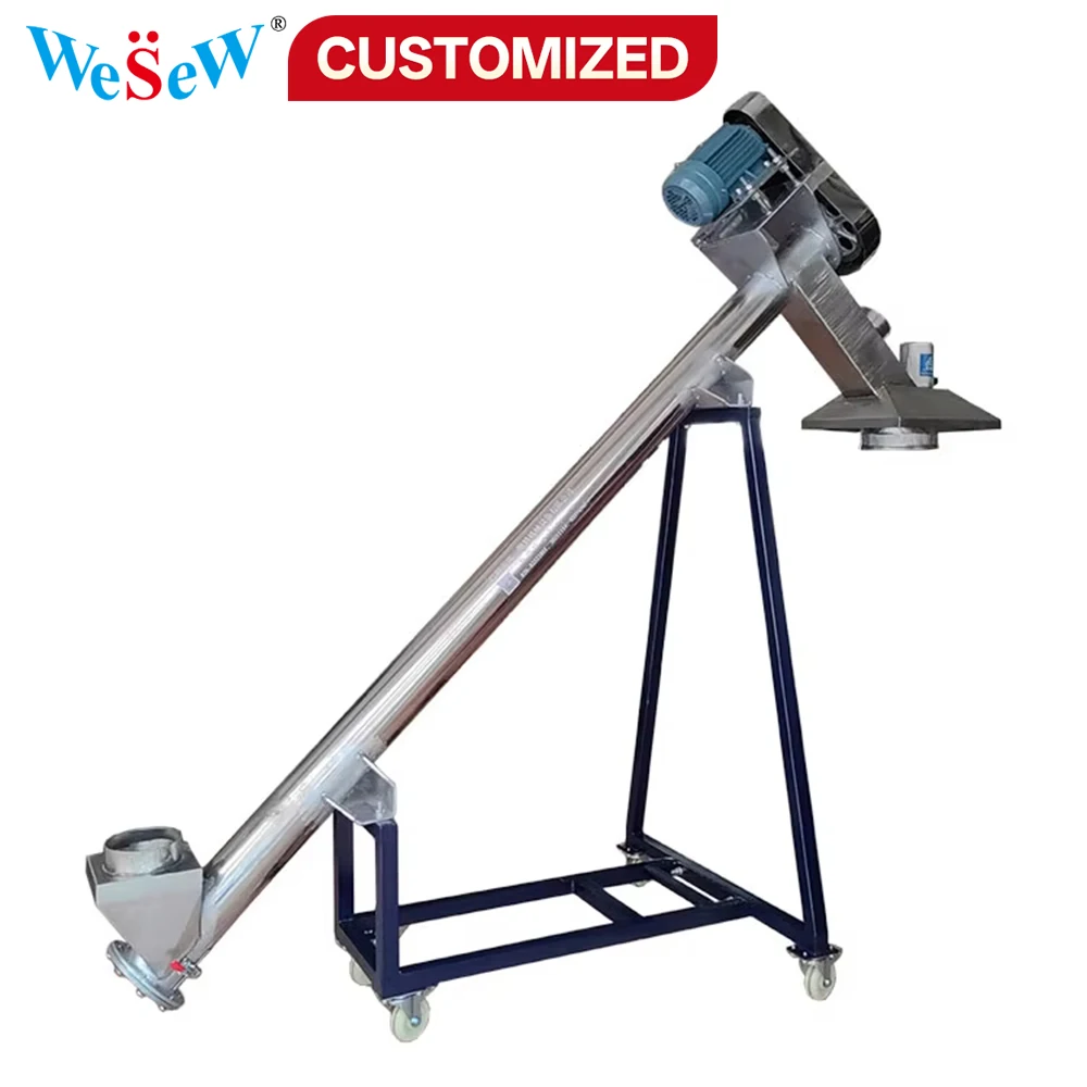 

Custom Stainless Steel Screw Auger Conveyor & Feeder — High-Efficiency Inclined Elevator for Powders and Granules