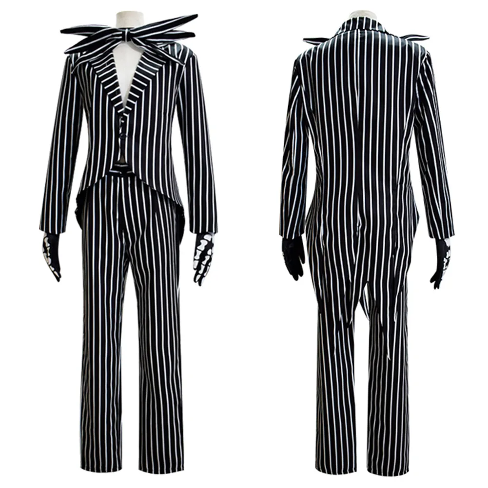 Jack Cosplay disfraz de fantasía para hombre, traje de Cosplay de Navidad, disfraz de fantasía para hombre adulto, abrigo, pantalones, corbata, traje de fiesta de Carnaval de Halloween