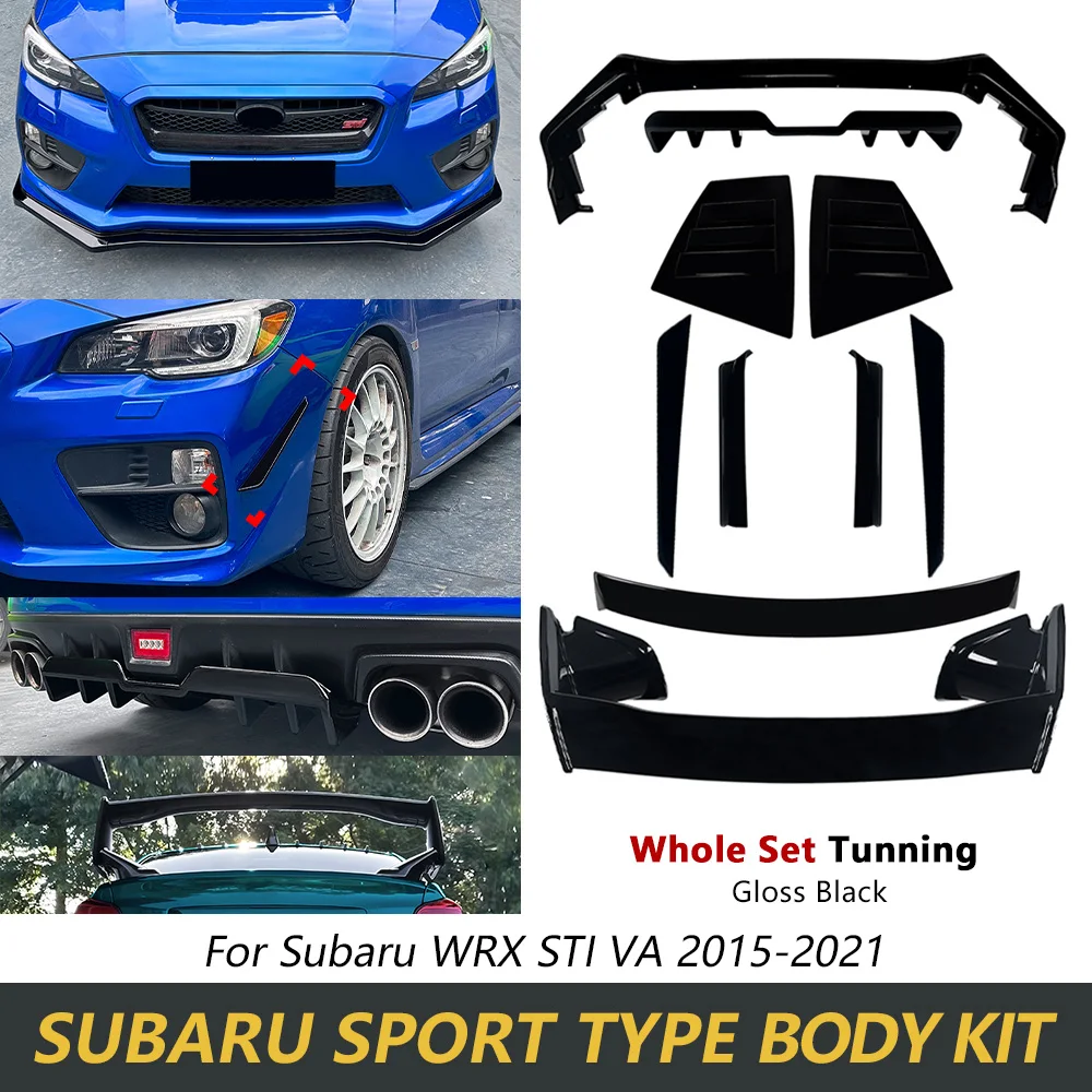 

Full Body Ktis For Subaru WRX STI VA 2015-2021 Glossy Black Sport Front Bumper Side Skirt Rear Diffuser Spoiler Body Tuning