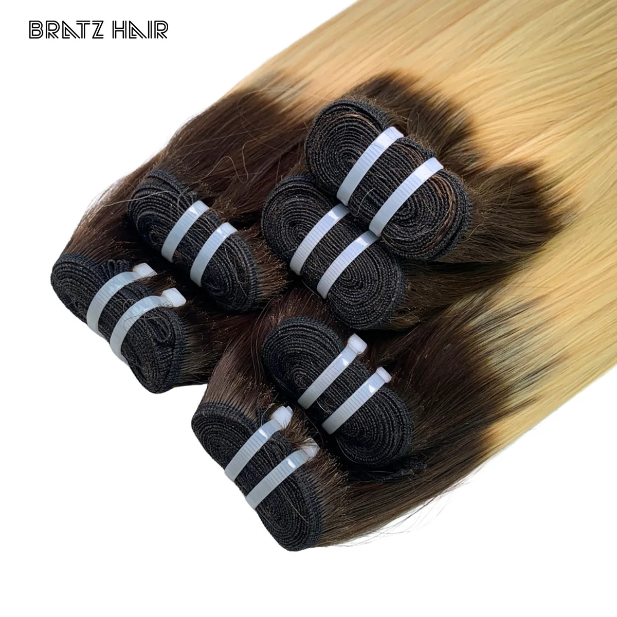 العظام مستقيم سوبر مزدوجة تعادل أومبير براون شقراء حزم الخام الفيتنامية الشعر شقراء حزم 100 جرام 13x4 أمامي 4x4 إغلاق