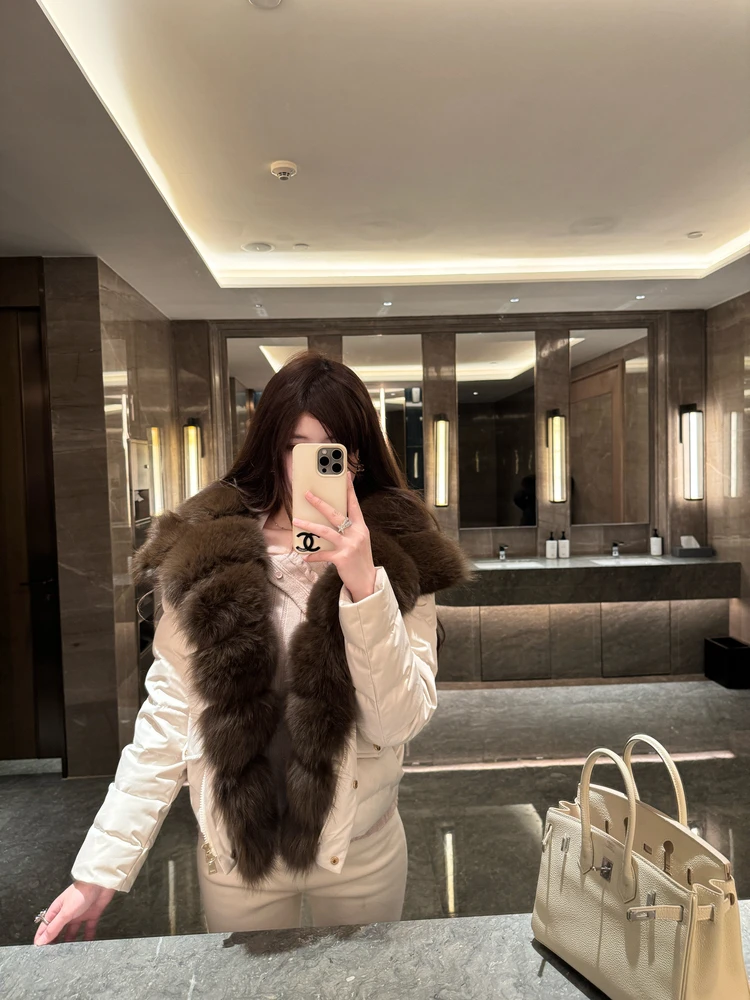 

M900 Women's ort Puffer Jaet Winter Faion Large Fur Collar Casual Sle Warmth Comfortable Fit Regular Thin