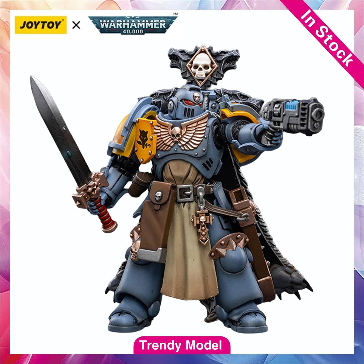 

【TM】JOYTOY Warhammer 40K Space Wolve Bladeguard Veteran Scale 1/18 Action Figures Models Toys Gifts