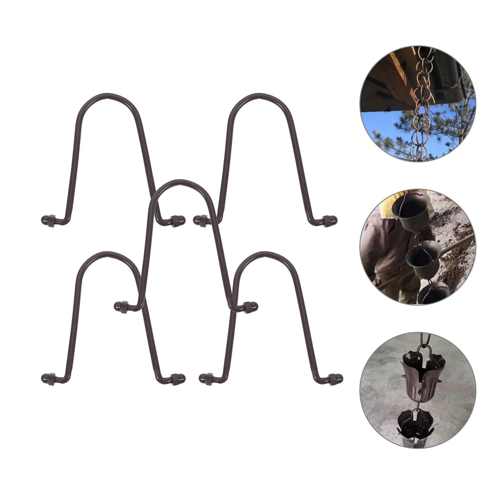 

5pcs Rain Chain Hooks Aluminum Alloy Durable Garden Accessories Outdoor Practical Design Easy Install Rain Gutter Chains Hooks