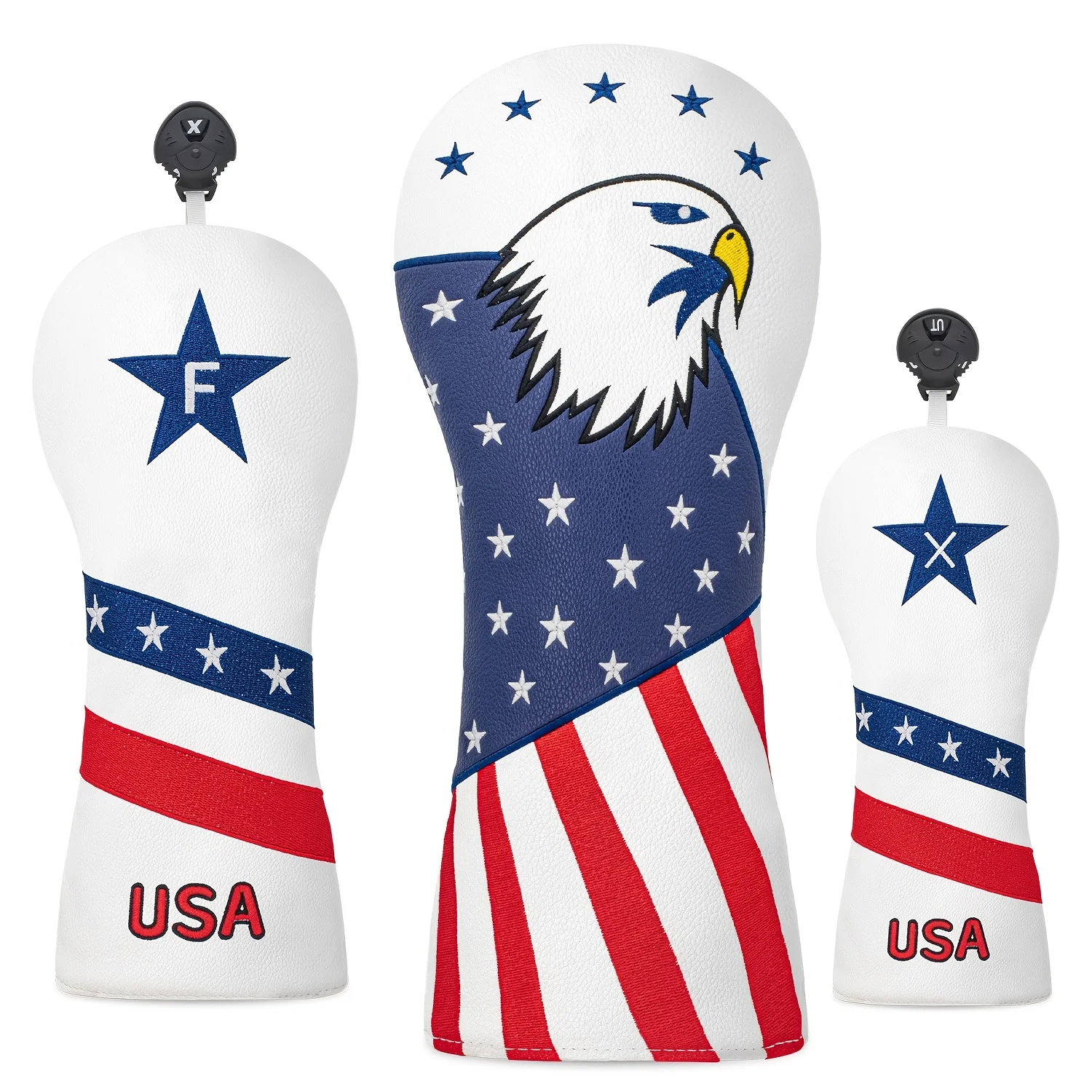 1pc/3pcs Driver/Fairway/Hybrid Golf Headcovers - Eagle And USA Elements Fun Design Style Golf Club Cover,