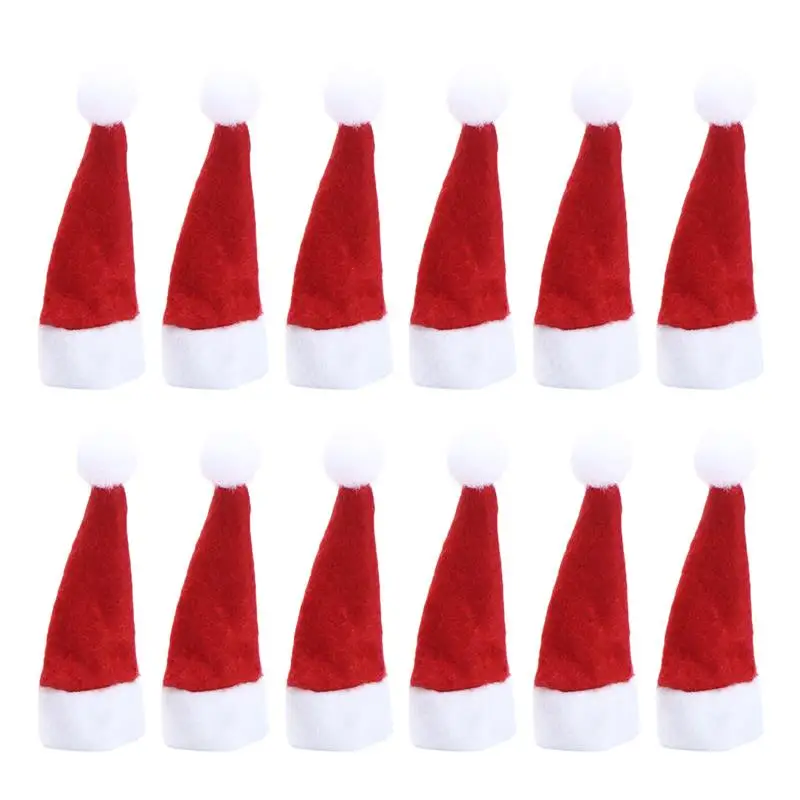 

24pcs Christmas Hat Bottle Topper Wine Bottle Caps Christmas Party Decor Tiny Santa Hat Xmas Bottle Collar