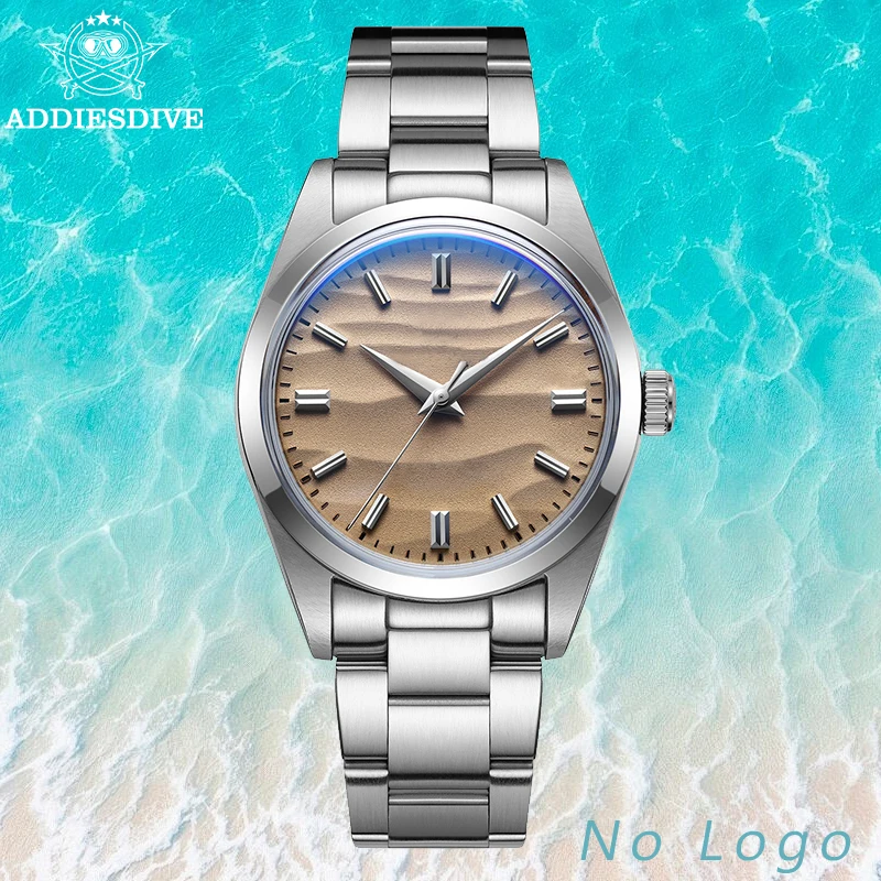 ADDIESDIVE Men‘s Watch No Logo AD2030 New AR Coating Bubble Domed Glass 100m Diving 316L Stainless Steel VH31 Quartz Dress Watc