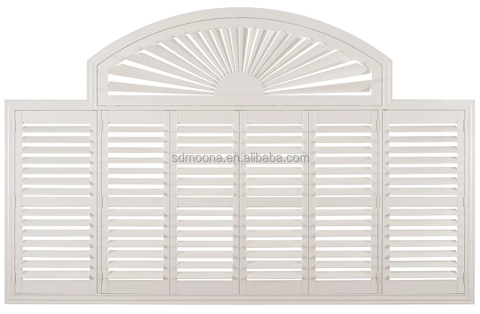 Wholesale Custom Wood&PVC Shutters Blind Waterproof Interior Exterior Plantation Shutters for Windows Horizontal view 5