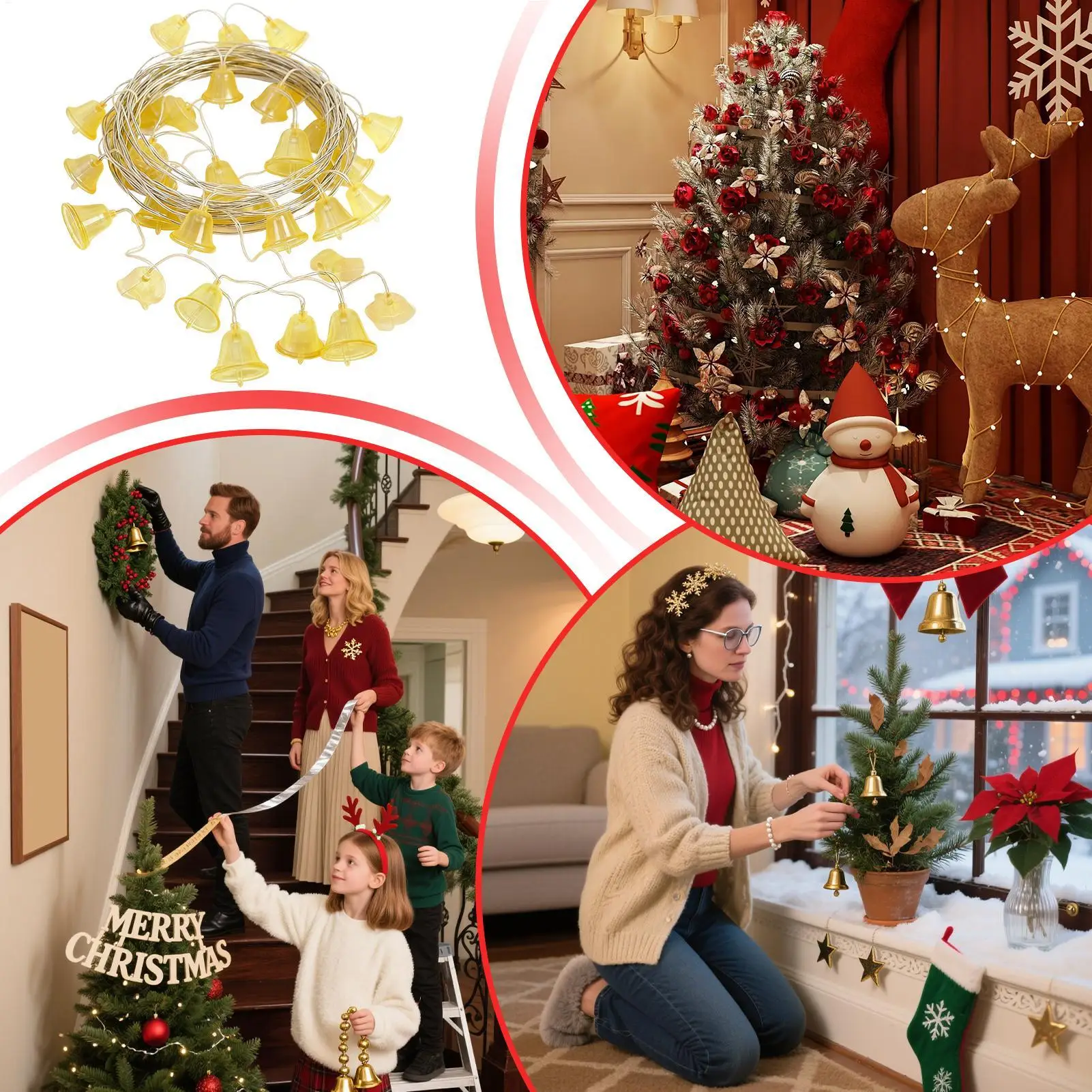 أضواء عيد الميلاد داخلي مقاوم للماء 16Ft الجنية عيد الميلاد LED أضواء الجنية سلسلة للداخلية في الهواء الطلق حديقة ساحة فناء الشرفة