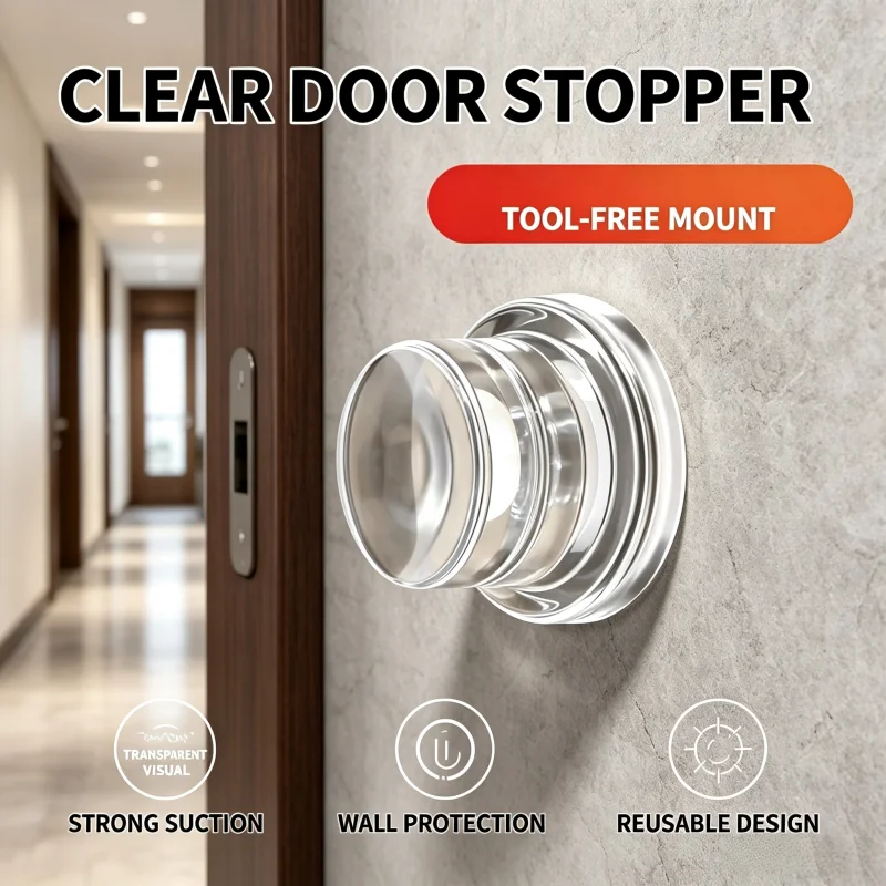 Punch‑Free Self‑Adhesive Door Stopper, Silent Anti‑Collision Bumper Pads for Door Handle, Cabinet, Refrigerator, Glass Door, Wal