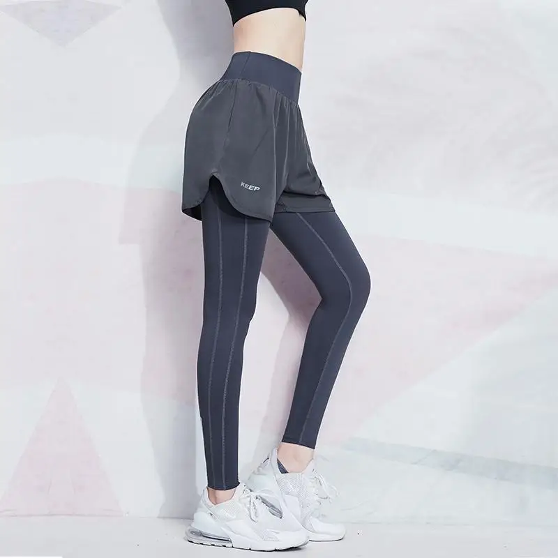 Women's High-Waist Booty Lifting Leggings - Fake Two Pieces Yoga Pants with Stretch, Quick-Dry & Street-to-Gym Trainning Pants