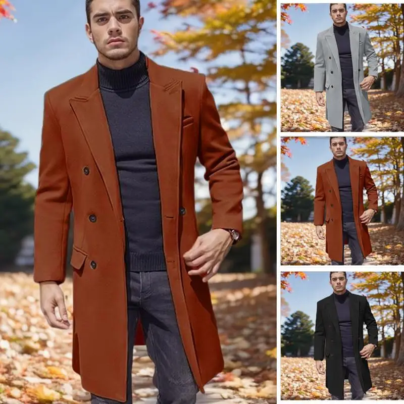 

New 2024 Thi Wool Men's Coat Long Outerwear Double Breasted European Sle Wi Independent Station Large Size Men's Suit