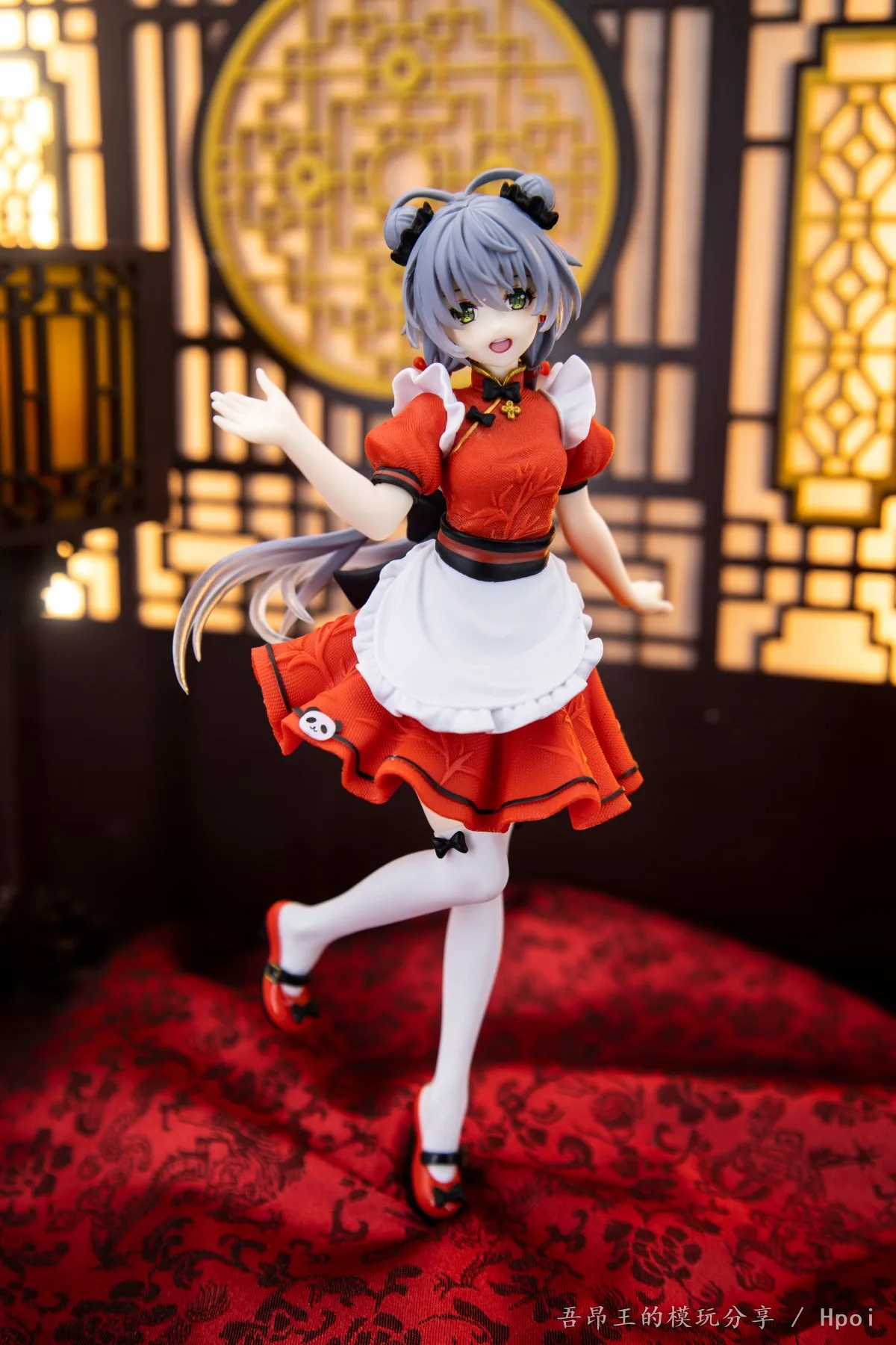 21CM Anime Vsinger Luo Tianyi Coreful Figure 메이드 ver 레드 Cheongsam 메이드 복장 애니메이션 모델 장난감 선물 컬렉션 액션 피규어