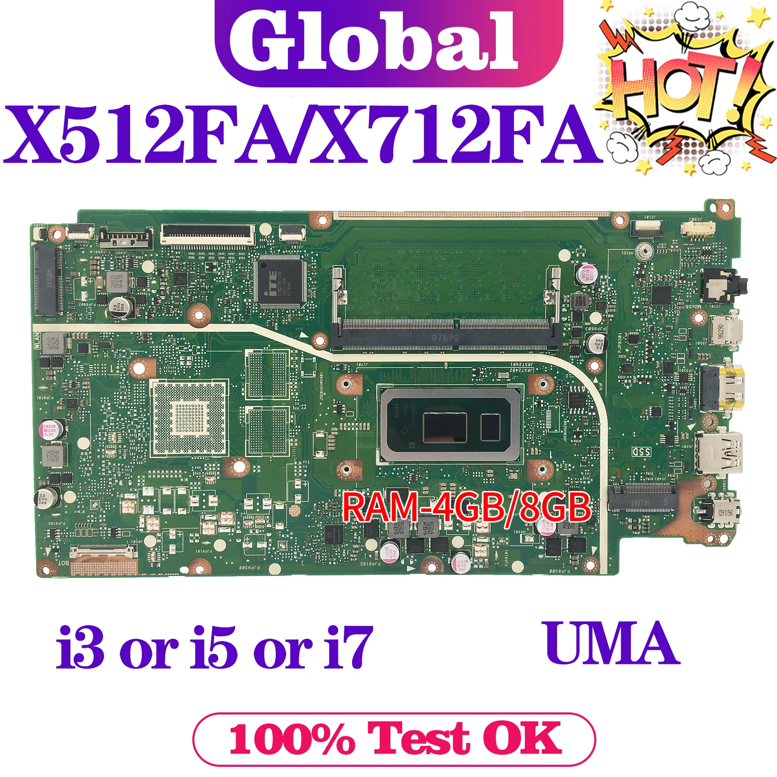 

Mainboard For ASUS X512FA F512FA K512FA V512FA S512FA A512FA A712FA F712FA S712FA X712FA X712FAC V5000F Laptop Motherboard