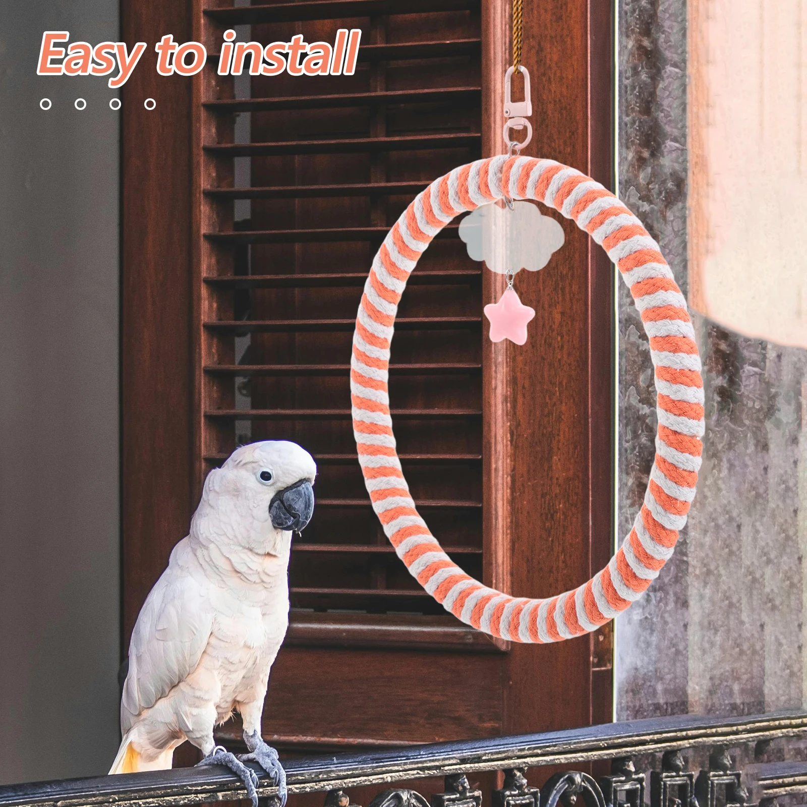 

Parrot Swing Toy Bird Cage Perch Swings Chew Toys Accessories Nest and Striped Bass Stand
