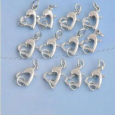 50PCS DIY Jewelry 925 Sterling Silver Accessory Findings Heart Lobster buckle Never Fade High Quality Factory Price