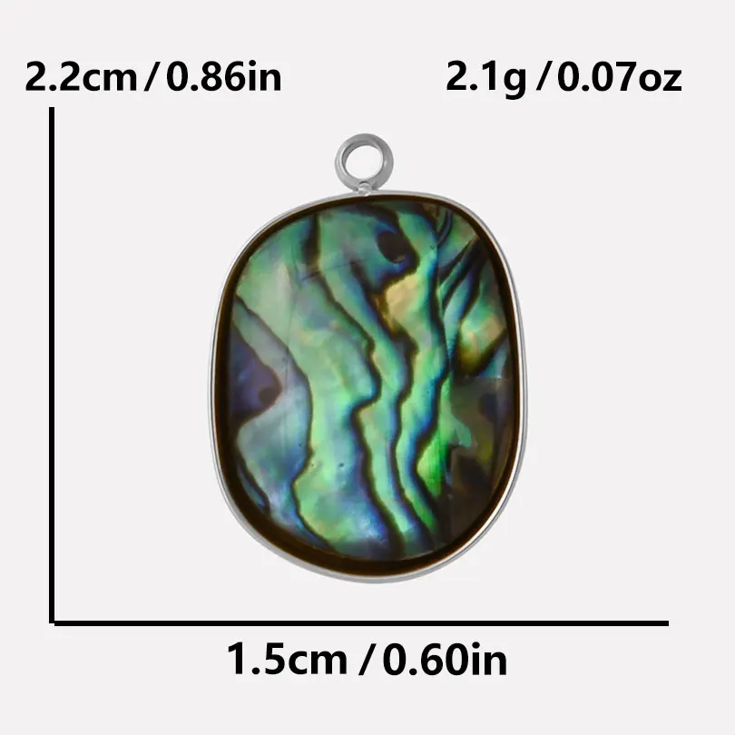 3pcs Abalone Shell Charm Round Rectangle Pendants