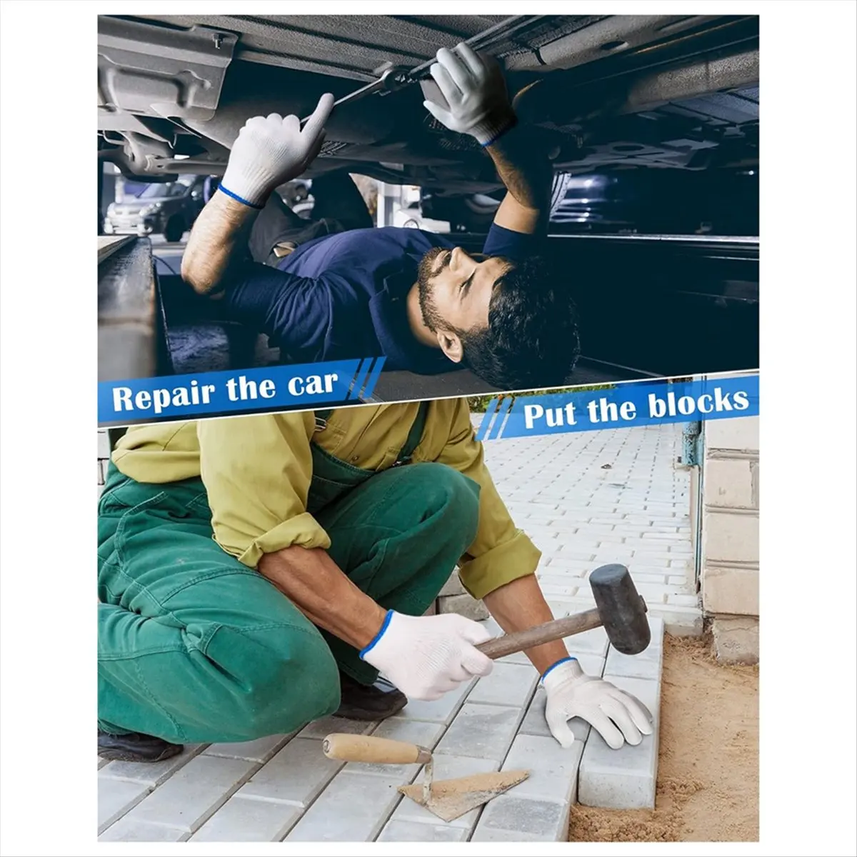 ABFW 24 Pairs Cotton Hand Working Gloves White Cotton Liners Gloves for Safety Work Gloves Thicker Men Women
