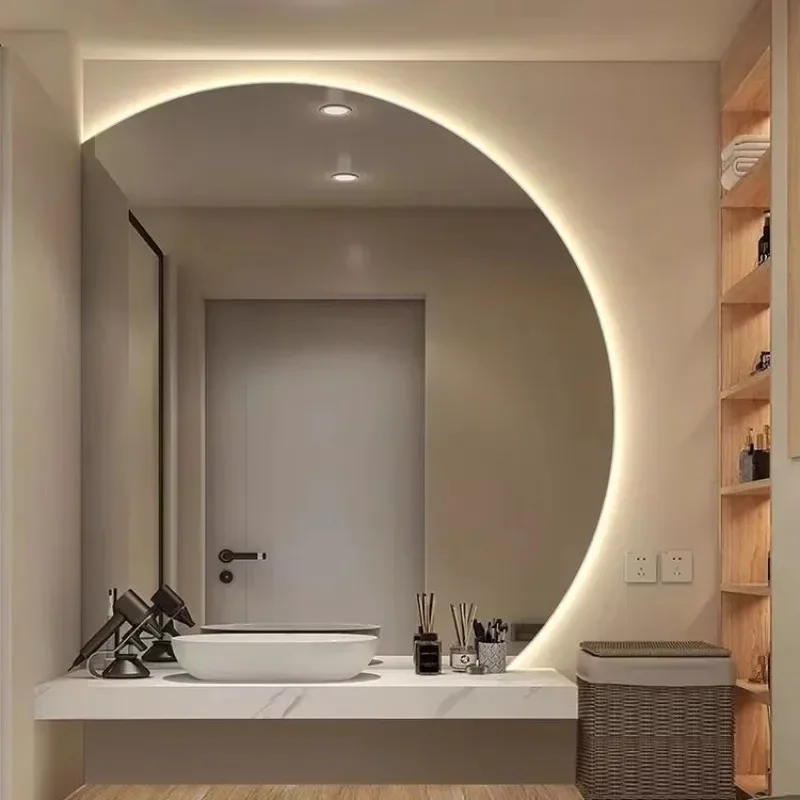 

Cute Bathroom Mirror Modern Light Makeup Items Luxury Nordic Aesthetic Mirror Portable Moon Custom Espelhos Home Decorations