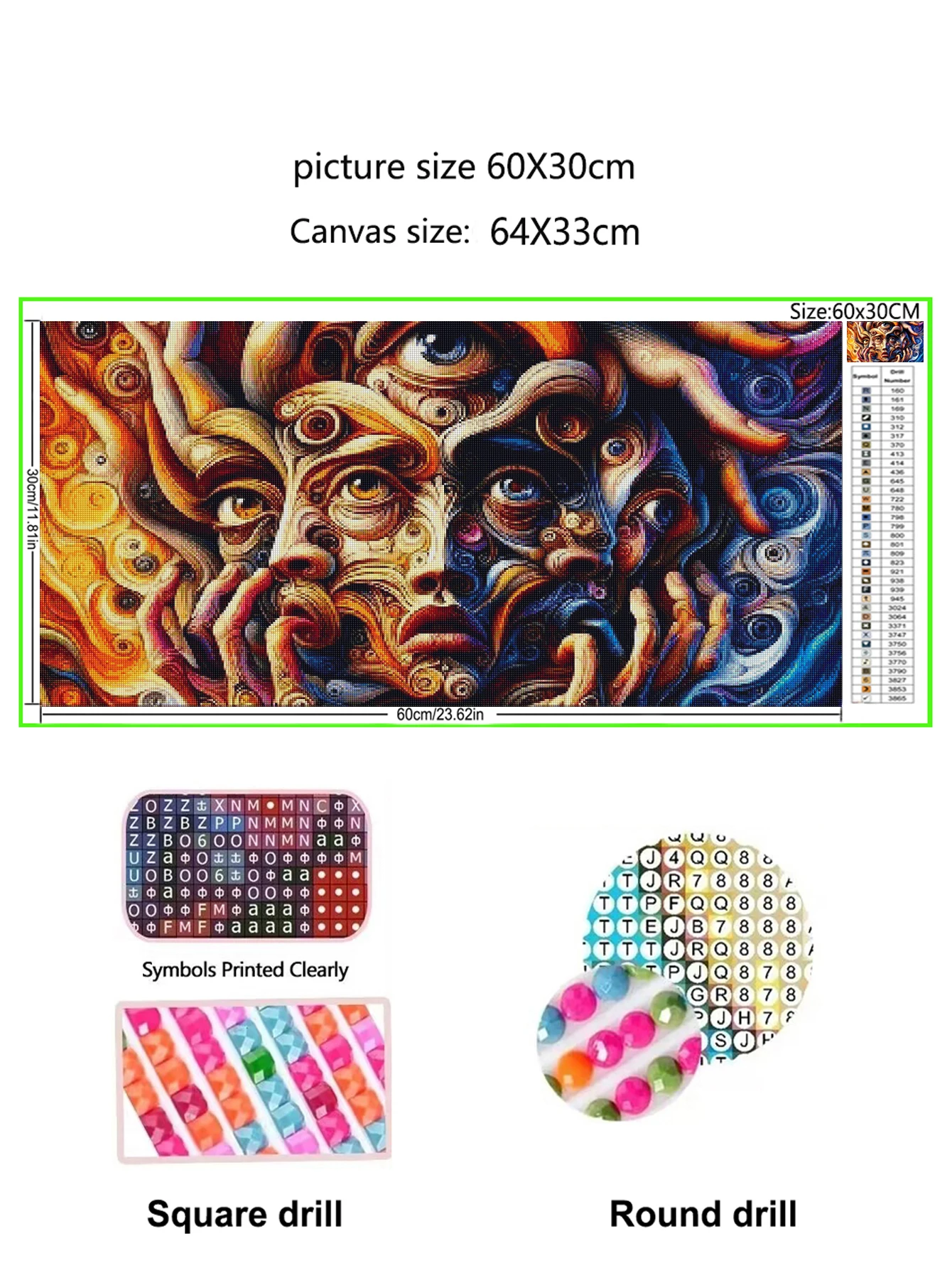 Amazing Mystical Fantastic Abstract Face Diy 5D Diamond Painting Full Diamond Mosaic Embroidery Cross Stitch Kits Home Decor Art