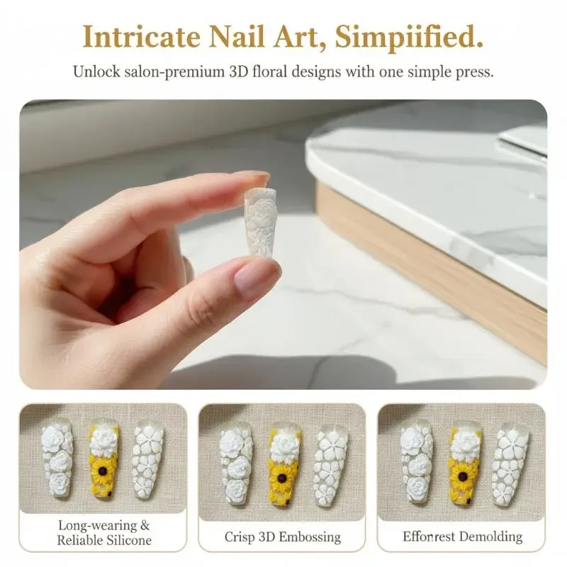 Moule en silicone 3D pour nail art, design floral, décorations de manucure DIY pour de meilleurs résultats