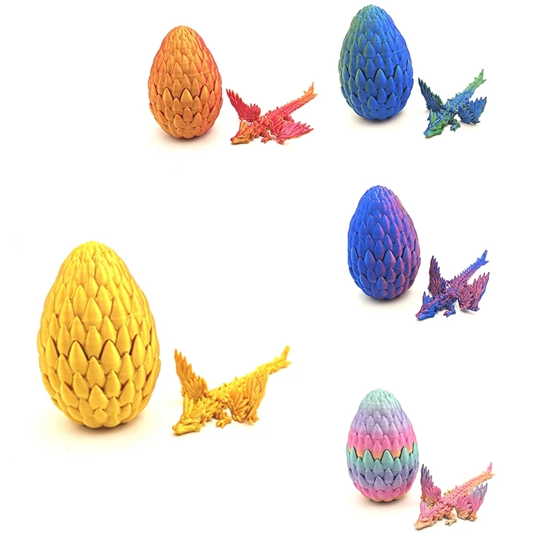 GTBL 3D Printed Dragon Egg Dragon Eggs With Dragon Inside Crystal Dragon With Egg Full Articulated Flexible Crystal Dragon