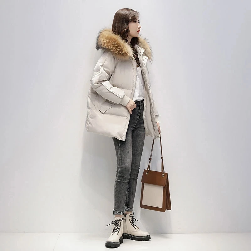 S-3XL 2024 New Down Padded Jacket Women's Winter Short Loose Padded Jacket Korean Padded Jacket Big Fur Collar Parkas