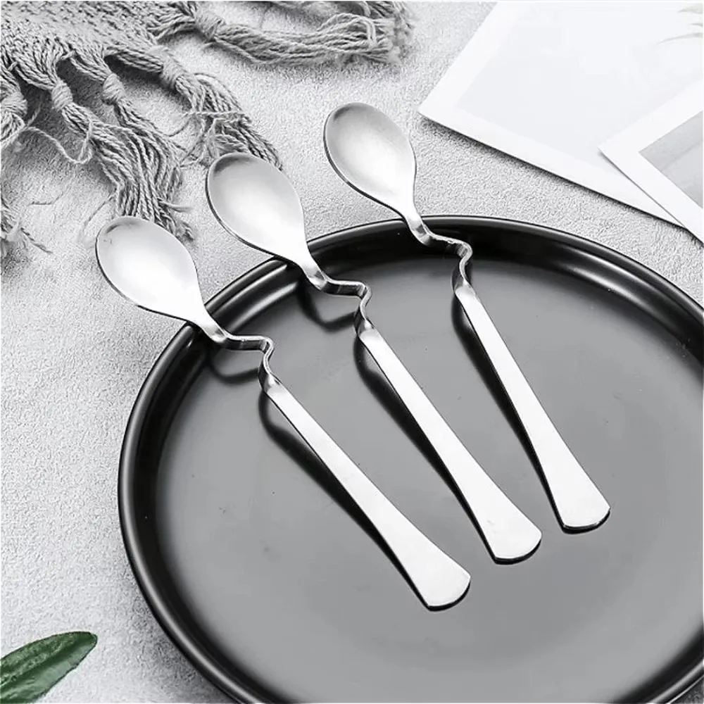 2pcs Stainless Steel S-Shaped Hanging Cup Spoon Curved Handle Twisting Coffee Milk Dessert Tea Mixing Spoons for Restaurant