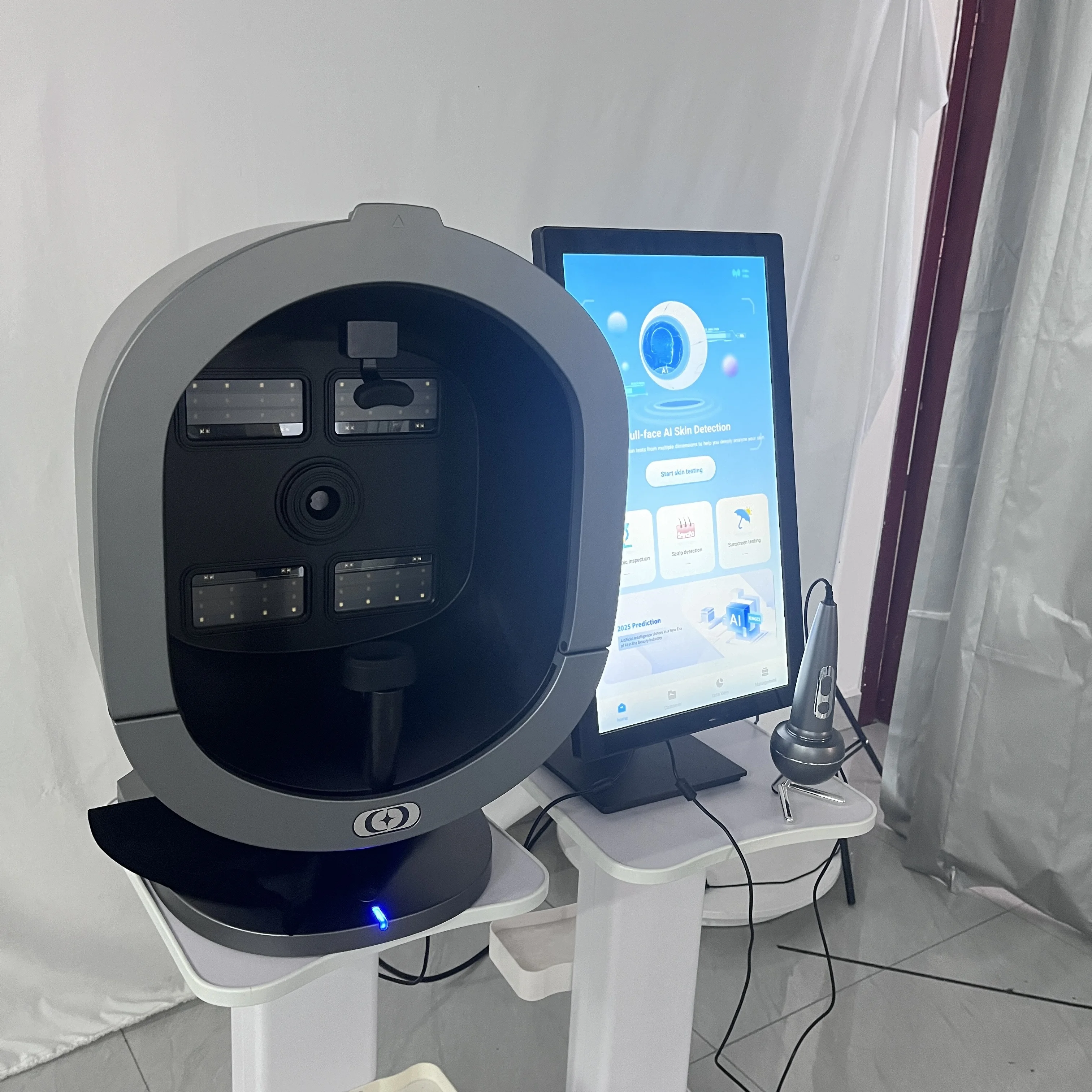 Escáner 3D, análisis de piel con espejo, 8 espectros, espejo inteligente, lámpara de madera, escáner Facial, máquina analizadora de piel UV, analizador de piel