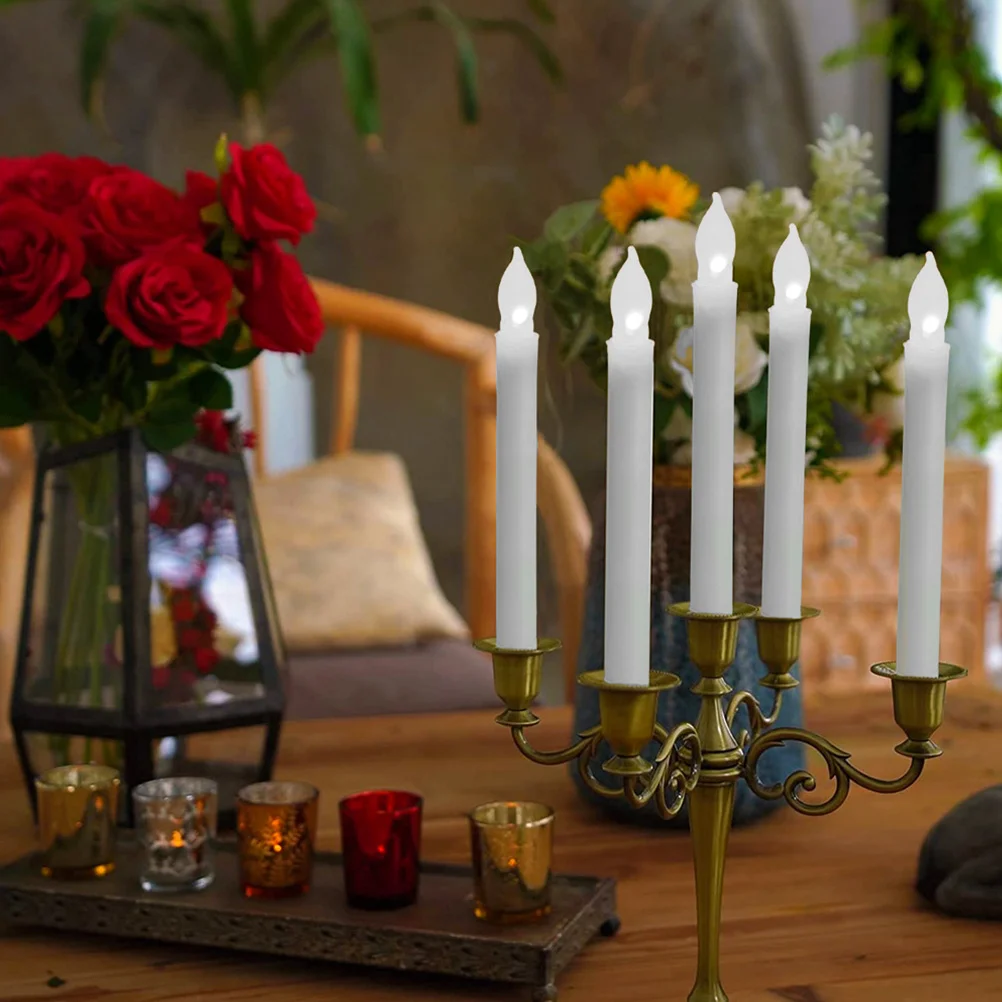

6Pcs Operated LED Flameless Taper Candles Wedding Festival Party Decoration Electronic Lights Safe No Drip