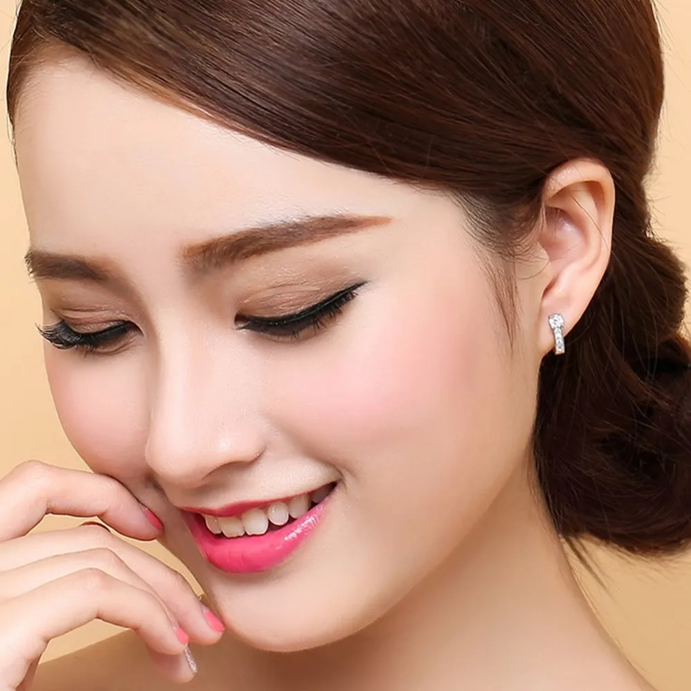 CHSHINE 925 sterling silver new women\'s fashion high quality jewelry crystal zirconia four-prong earrings