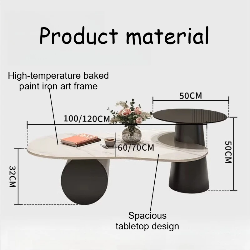 Irregular Rock Plate Coffee Table Storage Fashion Sofa Side Table Living Room Center Decor Design Decor Items House Furniture