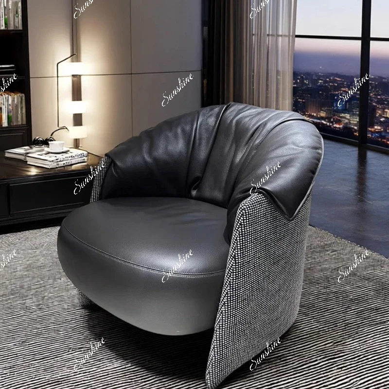 

Leather Striped Lazy Leisure Chair Living Room Bedroom Study Balcony Leisure Sofa Chair